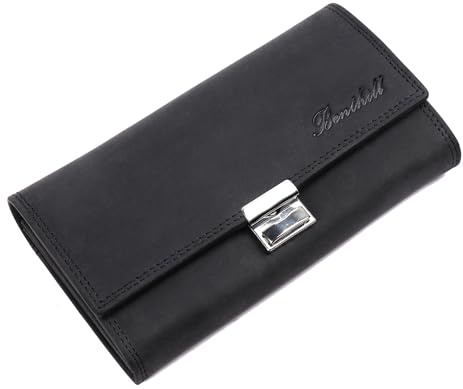 Benthill Serveur Portefeuille Cuir - Porte-Monnaie en Cuir véritable avec Protection RFID - Porte-Monnaie Robuste XXL Professionnel pour Serveur, Color:Noir