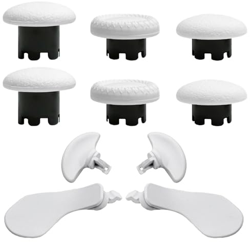 10-in-1 Metal Thumbsticks Replacement for PS5 Dualsense Edge Controller,4 Metallic Back Paddles Triggers Buttons Repair Parts for PS5 Edge Controller with 6 Analog Joysticks(White) [Video Game]