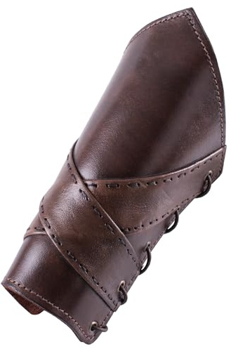 Battle-Merchant Gepolsterte Armstulpen mit gekreuzten Bändern, Leder, Paar | Armband, Armstulpe, Armband, Accessoire, für Mittelalter, Wikinger, Reenactment & LARP Fans