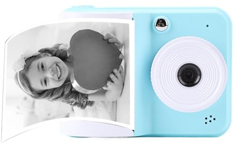 Instant Print Camera, 1080p HD Video 48MP Images Instant Camera med 2,4 Tum Skärm, Bärbar Resedisitalkam med Tryckpapper för 4 5 6 7 8 9 10 år Gammal (Blå)