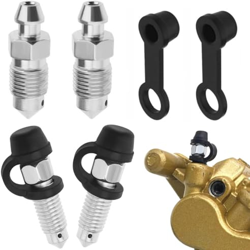 4Set M10x1mm Bolt Bleed Screw with Dust Cap Disc Brake Caliper Exhaust Screw Galvanized Metal Bleed Screw Accessories for Motorcycles Cars Brake Pumps