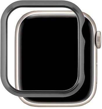Metallfodral kompatibelt med Apple Watch Series 10 svart, ultratunt skyddshölje, stötfångare, fodral, aluminium, klockfodral, glitter, hårt fodral, stötsäkert fodral, kompatibelt med iWatch 42 mm