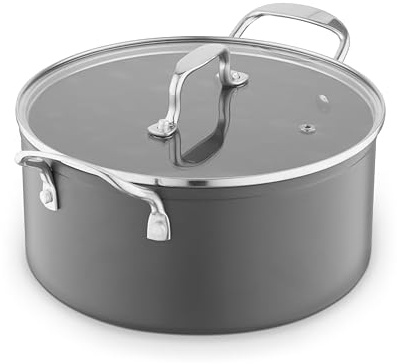Sur La Table Hard Anodised 24cm Casserole, 10x Stronger Superior Ceramic Non-Stick Coating, Tempered Glass Lid, Induction Compatible, Grey, SLT800374