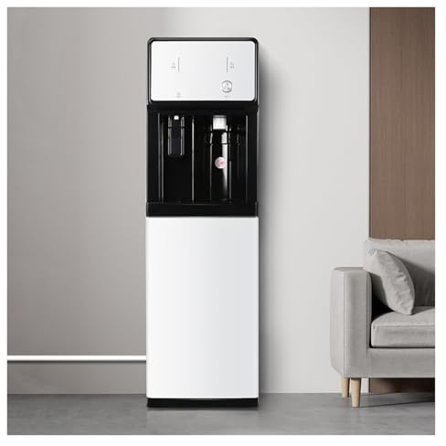 Freestanding Powered Water Dispenser Bottom Loading Floor Standing Water Dispenser Cold and Hot Dual Function Drinking Fountain with Push Cup Feature