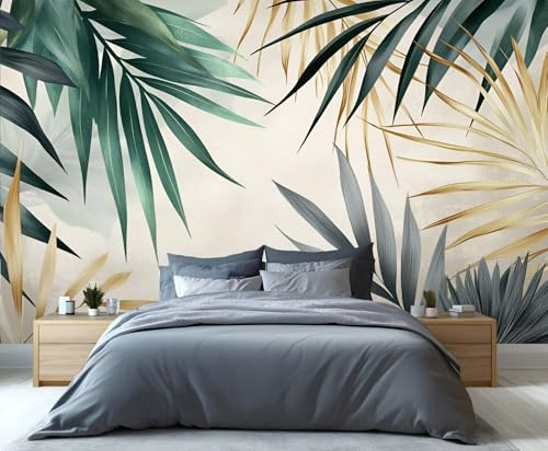 YXQAIED Papel pintado de hojas de palma, papel pintado de hojas tropicales, papel pintado para dormitorio, póster de plantas retro, papel pintado fotográfico para comedor, cocina, decoración del hogar