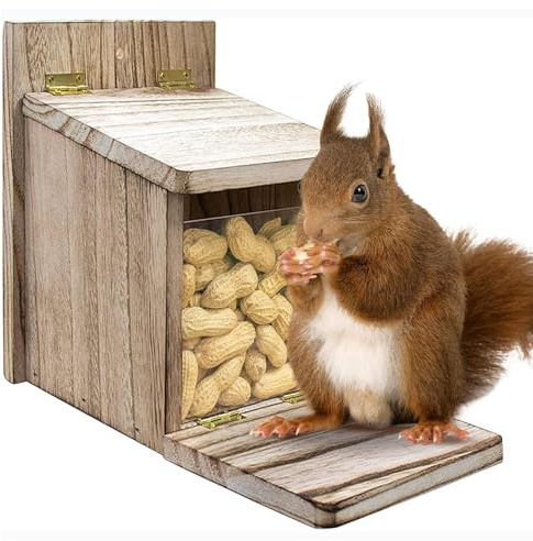 De Alimentación para Ardillas | Casa De Madera para Comida De Ardillas Listadas | Estación De Alimentación para De Jardín,para Exterior, Jardín Trasero, Patio, Árbol, Ventana, Picnic