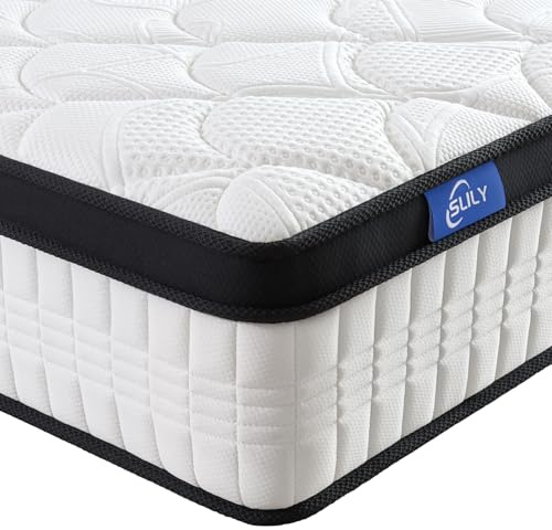 Slily Matratze 200x200 cm Höhe 24cm, H3 H4 Mittelfest Orthopädische 7-Zonen Federkernmatratze 200x200 mit Komfortschaum Öko-Tex Zertifiziert, 480 Taschenfedern pro 2 m²