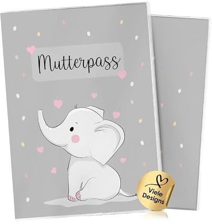 cozy racoon 3-teilige Mutterpasshülle für den Deutschen Mutterpass | Hochwertige Hülle für deinen Mutterpass | Design Elefant (ohne Personalisierung)