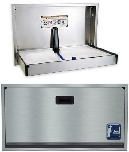 Wandwickeltisch aus Nirosta-Stahl Horizontal Aufputz