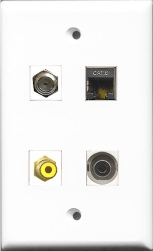 Riteav – 1 Port RCA giallo 1 cavo coassiale tv- F-Type 1 Port CAT6 Ethernet 1 porte 3.5 mm parete piastra