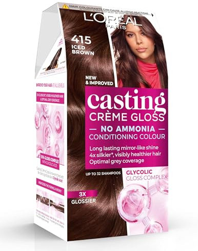 L'Oréal Paris Casting Crème Gloss, Semi-Permanent Hair Dye, Radiant & Natural Colour, Shade: Iced Chocolate 415
