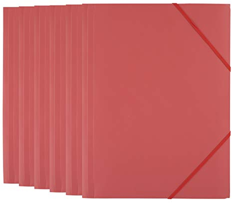 D.RECT 6 Stück Sammelmappe | Postmappe aus Kunststoff/PP mit Gummiband | Gummizugmappe aus plastik für DIN A4 | Rot