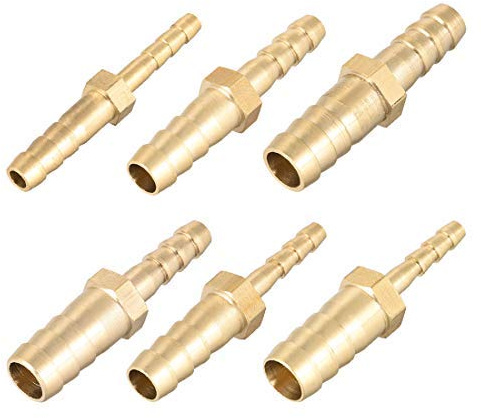 10 mm auf 6 mm Schlauch-ID, Reduzierstück aus Messing, Verbindungsstück, gerade, Adapter für Schlauchkupplung