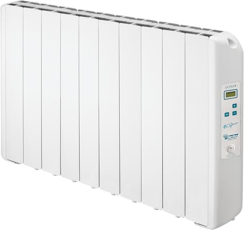FARHO Radiateur électrique à inertie fluide 1670W | Eco Green Ultra 10 Eléments | Blanc | Programmable | Basse Consommation | Garantie 20 ans