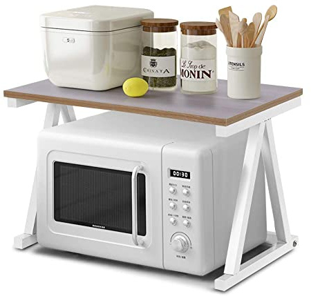 Greensen 2 Tier Microwave Oven Shelf - Countertop Kitchen Shelf, 57 * 38 * 38 cm (White)