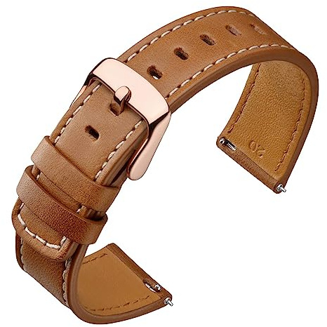 ANNEFIT Leder Uhrenarmband 18mm 19mm 20mm 21mm 22mm, Schnellverschluss Ersatzarmband für Herren Damen