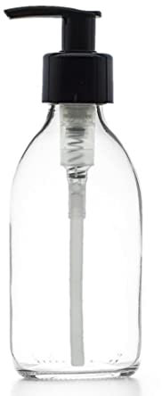 Clear Glass Bottles 250ml Soap Dispenser with Black Lotion Pump (BPA-Free) Empty Scandi-Style Glass Pump Bottles – Reusable, Refillable, On-Trend, Eco friendly, Sustainable Living/Gift (1)