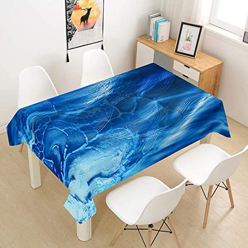 Tischdecke 80x80 Blau Meer Eckig Tischdecken Abwaschbar für Küche Geburtstag Party, Polyester Wasserabweisend Tischdecke für Garten Picknick Camping Outdoor Wetterfest