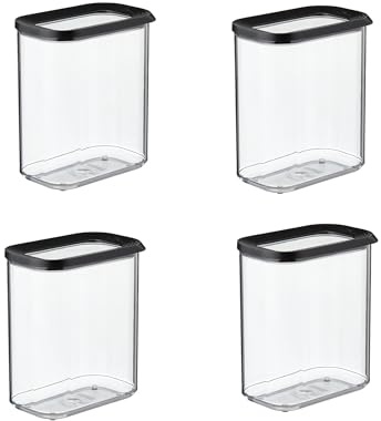 Mepal 4-tlg Vorratsdosen Spar-Set Modula 1500 ml Schwarz/Black Edition Vorratsdose Frischhaltedose - ideal für die Aufbewahrung von trockenen Lebensmitteln