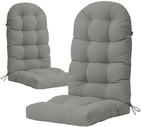 YEFU Adirondack Lot de 2 Coussins de Chaise à Bascule à Dossier Haut épais pour intérieur et extérieur, 124,5 x 50,8 x 12,7 cm, Gris Clair