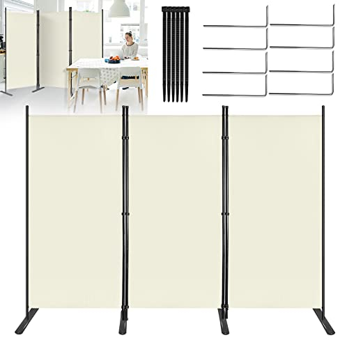 Aufun Paravento da Giardino 275cm x 180cm Pieghevole in Tessuto - Protezione della Privacy, Parete Divisoria Regolabile per Uffici Balcone (Beige)