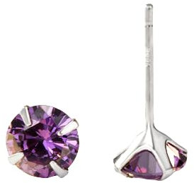 Coppia di Orecchini Punti Luce Viola in argento 925 - Rainbow Collection (7mm)