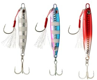 Comcapy 3 pièces/Ensemble métal coulé Jig cuillère Japen 10/15/20/30/40/50g Rivage coulée gabarits Poisson Bar de mer leurre de pêche appâts artificiels attirail (Color : 3, Size : 30g)