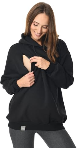 MijaCulture mammamode oversize 2-i-1 amningströja och mammatröja, amningströja, Naomi M016, svart, L-XL