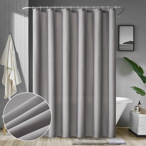 MIULEE Duschvorhang 180x210cm Grau Wasserdicht Badvorhang Anti-schimmel und Textil Waschbar Schnelltrocknend Badezimmer für Badewanne und Dusche Duschvorhänge mit 12 Duschvorhangringe