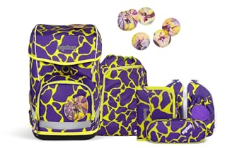 ergobag cubo Light Set ergonomischer Schulranzen, Vorgänger-Kollektion, extra leicht, Set 6-teilig, 780 g SuBärkraft - Lila