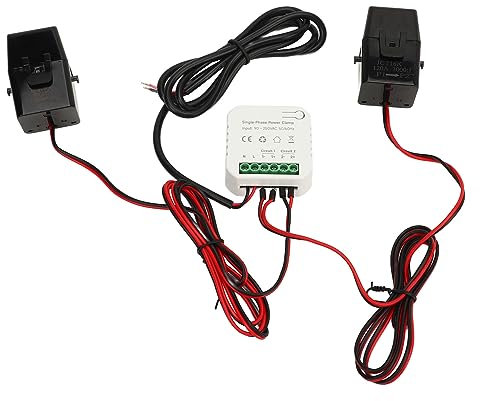 Contatore di Energia Intelligente, 120A+120A WIFI Monitor Consumo Intelligente 90‑250VAC Wattmetro Monofase con Trasformatore di Corrente a Pinza per Impianto Solare Fotovoltaico