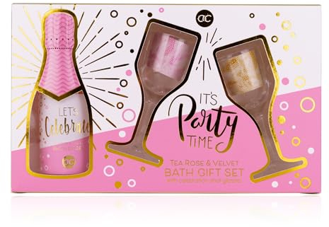 Accentra Geschenkset LET'S CELEBRATE für Frauen in schöner Geschenkbox, 150ml Duschgel, 2 x Shotglas in Sektglasform (je 2.5cl), Pflegeset für Frauen & Mädchen zum Geburtstag & besonderen Anlässen