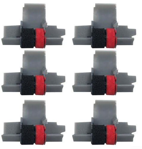 6 Pack Calculator Ink Rollers, IR-40T Black And Red Calculator Ink Rollers IR40T Compatible With For Casio FR520 And More