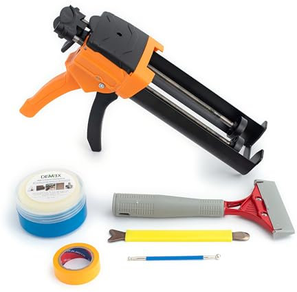 Pistolet à calfeutrer à double cartouche, 400 ml, rapport 1:1, pistolet à calfeutrer époxy, robuste, économique et durable, application de joint époxy double tube pour joints de carrelage et de pierre