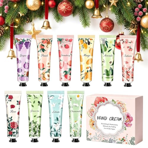 Handcreme Set, 10 Stück Mini Handcreme Geschenkset, Intensive Feuchtigkeitscreme Für Trockene Und Rissige Hände, Pflege Geschenkset Für Frauen Und Männer, Ideal Für Weihnachten Und Geburtstag ﻿