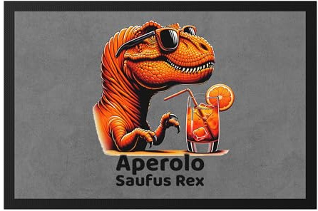 Hey!Print Aperolo Saufus Rex Fußmatte - Dinosaurier mit Aperol Spritz