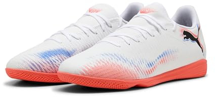 Puma Future 8 Play It Fußballschuh für Damen und Herren, Puma Weiß, Puma Schwarz, leuchtendes Rot, 39 EU