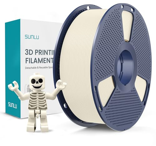 SUNLU PLA Plus 3D Drucker Filament, PLA+ Filament 1.75mm, Sauber Gewickeltes filament, robustes 3D Filament, kompatibel mit 3D FDM Druckern, Maßgenauigkeit +/- 0.02 mm, 1kgSpule(2.2Pfund), KnochenWeiß