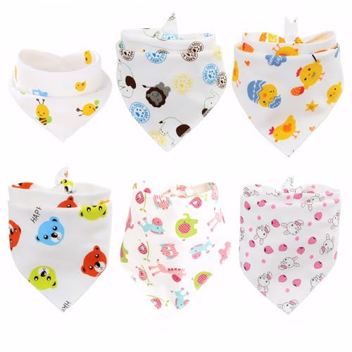 SNONESIY 8 Stück Dreieckstuch Baby,Halstuch Baby,Reine Baumwolle Sabberlätzchen Baby,Weich und Atmungsaktiv,Sehr Saugfähig,Verstellbare Druckknöpfe,Geeignet für Jungen und Mädchen
