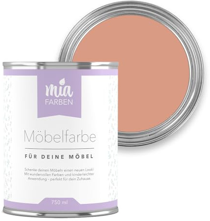 miafarben Möbelfarbe ohne Schleifen matt 750 ml (Lebhaftes Terrakotta) | Hochdeckend auf Holz, Metall & Kunststoff – matter Möbellack für Schrank, Kommode & Küche, wasserbasiert