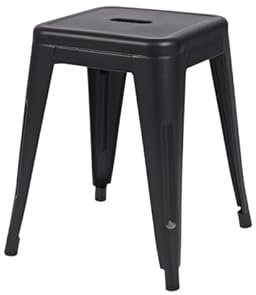 Kirchhoff Kleiner Metallhocker schwarz - stapelbar - Stahlrahmen - 46 cm Höhe - 39 cm Breite - 3,2 kg