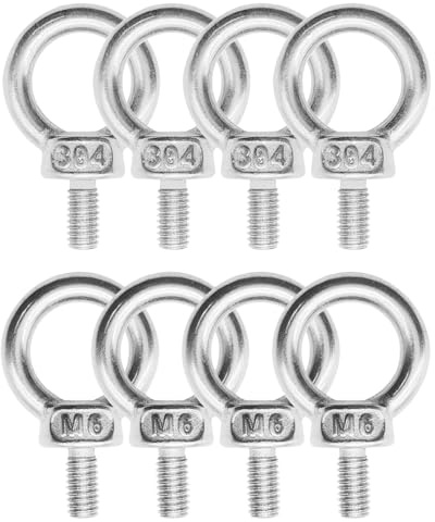 ABINLIN Ringschraube M6, 8 Stück Ösenschrauben 304 Edelstahl, Schraubösen, Augenschraube, Ringmutter, Ringschrauben