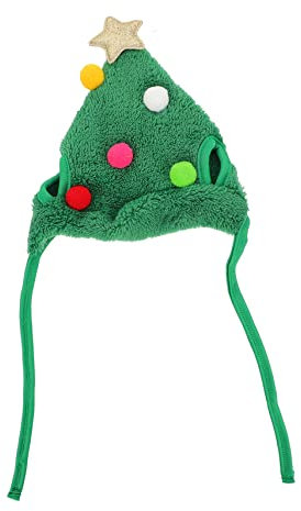 FUTUREORYY Weihnachtliche Haustiermütze Grün Mit Bunten Kugeln Leichte Hundekostüm-haube Für Kleine Hunde Und Katzen Festliche Kopfbedeckung Für Party Und Fotoshooting