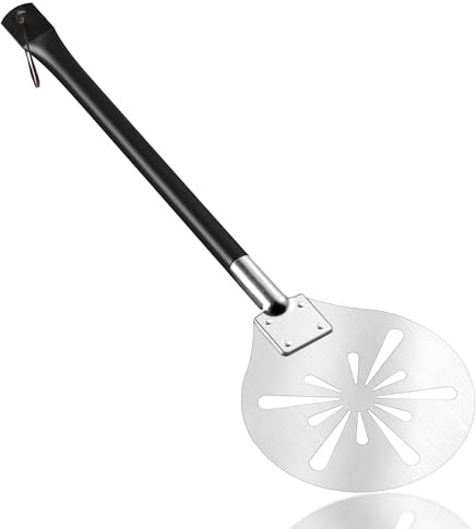 Herogo Pizza Peel 9 Inch, Round Turning Paddle with Detachable Handle, Stainless Steel Pizza Shovel for Oven Grill Baking Bread, Easy Store & Heat Resistant Oven Accessories Tool, Dishwasher Safe