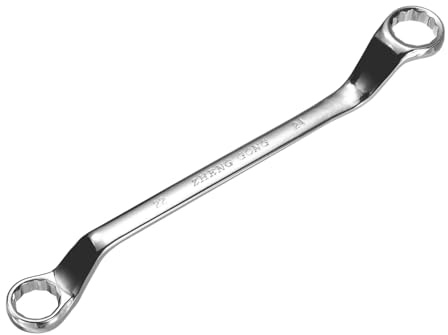 QUARKZMAN 22mm x 24mm 75 Grad Abgewinkelter Doppel Ringschlüssel Metrisch 12-Punkt Spiegelverchromt Legierter Stahl Lange Industrietaugliche Torx Werkzeug Reparatur