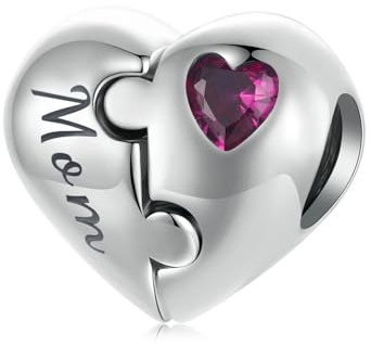 Mama-und-Tochter-Charm für Pandora-Armband,Sterlingsilber Puzzle-Herz Charm