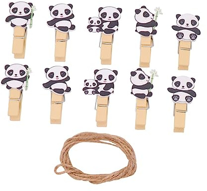 Ciieeo 50 Pezzi Clip Foto in Legno Panda Foglia di bambù, Mollette Fermacarte Resistenti, per Foto e Carta, per Feste e Fai da Te