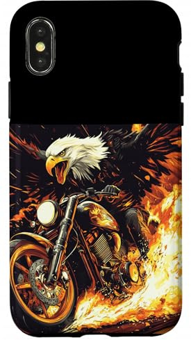 Adlerflammen mit Motorrad für Freiheit und Bike-Liebhaber Hülle für iPhone X/XS