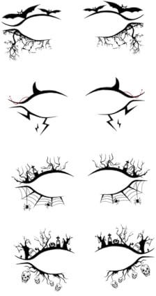 TOYZFRIENDY 4 Paires Autocollants Eyeliner Halloween Bat Spider Décalques Oculaires Effrayants pour Fête et Maquillage Rapide Femme Fille