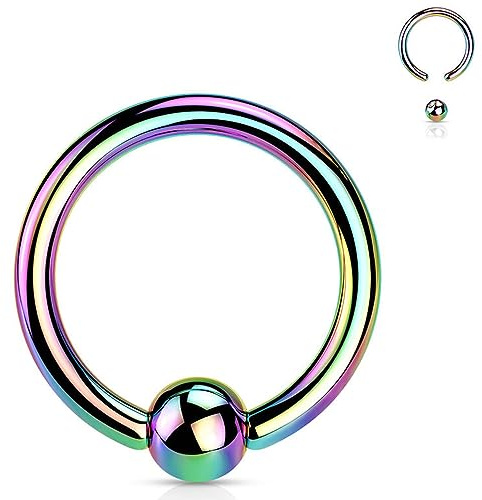 Jewel Barrel BCR Captive Bead Piercing Schmuck 16G (1,2 mm) Chirurgenstahl Nase, Septum, Knorpel, Tragus, Augenbrauen & Lippen Ringe - Größen 6/8/10/12 mm mit Kugel